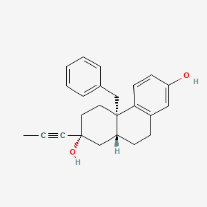 molecular formula C24H26O2 B1243783 (2R,4aS,10aR)-4a-benzyl-2-(prop-1-ynyl)-1,2,3,4,4a,9,10,10a-octahydrophenanthrene-2,7-diol 