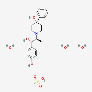 molecular formula C21H35NO9S B1243784 1-((1S,2S)-1-Hydroxy-1-(4-hydroxyphenyl)propan-2-yl)-4-phenylpiperidin-4-ol methanesulfonate trihydrate CAS No. 189894-57-3