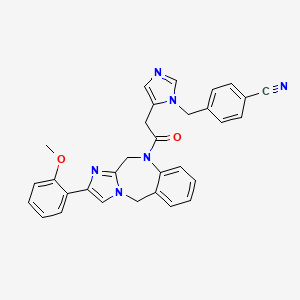 molecular formula C31H26N6O2 B1243794 4-[[5-[2-[2-(2-Methoxyphenyl)-4,10-dihydroimidazo[2,1-c][1,4]benzodiazepin-5-yl]-2-oxoethyl]imidazol-1-yl]methyl]benzonitrile 