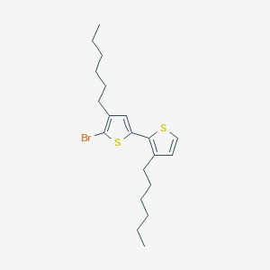 molecular formula C20H29BrS2 B12438054 5'-Bromo-3,4'-dihexyl-2,2'-bithiophene CAS No. 154717-21-2