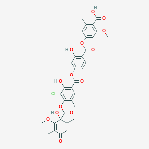 4-[4-[3-Chloro-2-hydroxy-4-(1-hydroxy-2-methoxy-3,6-dimethyl-4-oxocyclohexa-2,5-diene-1-carbonyl)oxy-5,6-dimethylbenzoyl]oxy-2-hydroxy-3,6-dimethylbenzoyl]oxy-6-methoxy-2,3-dimethylbenzoic acid