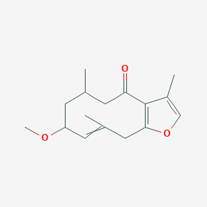 molecular formula C16H22O3 B12438210 8-methoxy-3,6,10-trimethyl-6,7,8,11-tetrahydro-5H-cyclodeca[b]furan-4-one 