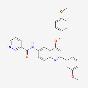 N-[2-(3-methoxyphenyl)-4-[(4-methoxyphenyl)methoxy]-6-quinolinyl]-3-pyridinecarboxamide