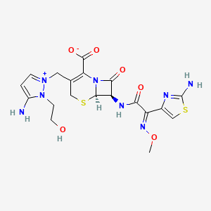 (6R,7R)-3-[[3-amino-2-(2-hydroxyethyl)pyrazol-1-ium-1-yl]methyl]-7-[[(2E)-2-(2-amino-1,3-thiazol-4-yl)-2-methoxyiminoacetyl]amino]-8-oxo-5-thia-1-azabicyclo[4.2.0]oct-2-ene-2-carboxylate