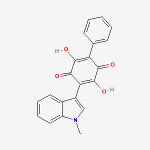 molecular formula C21H15NO4 B1243847 2,5-Dihydroxy-3-(1-methyl-1H-indole-3-yl)-6-phenyl-1,4-benzoquinone 