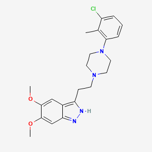 molecular formula C22H27ClN4O2 B1243854 3-[2-[4-(3-chloro-2-methylphenyl)piperazin-1-yl]ethyl]-5,6-dimethoxy-2H-indazole 