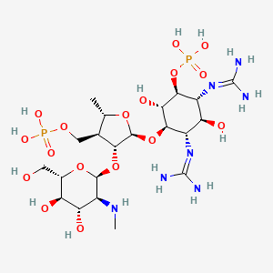molecular formula C21H43N7O17P2 B1243870 3'-脱氧二氢链霉素 3'α,6-双磷酸 