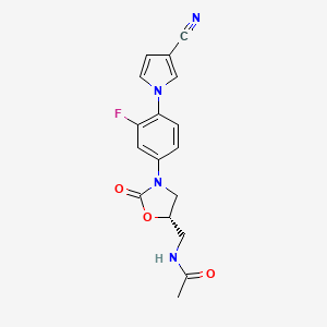 molecular formula C17H15FN4O3 B1243918 N-[[(5S)-3-[4-(3-cyanopyrrol-1-yl)-3-fluorophenyl]-2-oxo-1,3-oxazolidin-5-yl]methyl]acetamide 