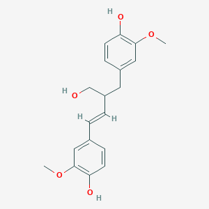 molecular formula C19H22O5 B1243943 4-[(E)-4-(4-hydroxy-3-methoxyphenyl)-2-(hydroxymethyl)but-3-enyl]-2-methoxyphenol 