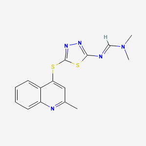 N,N-dimethyl-N'-{5-[(2-methyl-4-quinolyl)thio]-1,3,4-thiadiazol-2-yl}iminoformamide