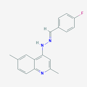 N-[(E)-(4-fluorophenyl)methylideneamino]-2,6-dimethylquinolin-4-amine