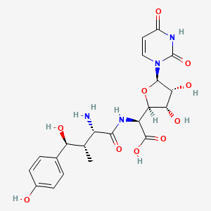 (2S)-2-[[(2S,3S,4S)-2-amino-4-hydroxy-4-(4-hydroxyphenyl)-3-methylbutanoyl]amino]-2-[(2R,3S,4R,5R)-5-(2,4-dioxopyrimidin-1-yl)-3,4-dihydroxyoxolan-2-yl]acetic acid