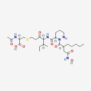 N-Acetyl-S-(4-(((hexahydro-2-(2-(2-(hydroxyamino)-2-oxoethyl)-1-oxoheptyl)-3-pyridazinyl)carbonyl)amino)-5-methyl-3-oxoheptyl)-L-cysteine