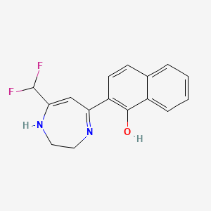 molecular formula C16H14F2N2O B12440246 2-[7-Difluoromethyl-2,3-dihydro-1H-1,4-diazepine-5-YL]-1-naphthol 