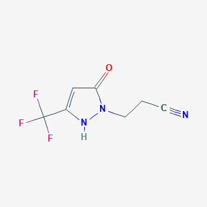 molecular formula C7H6F3N3O B12440259 3-[5-hydroxy-3-(trifluoromethyl)-1H-pyrazol-1-yl]propanenitrile 