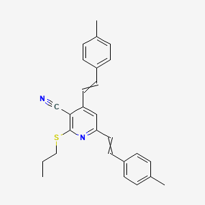 molecular formula C27H26N2S B12440270 4,6-Bis[2-(4-methylphenyl)ethenyl]-2-(propylsulfanyl)pyridine-3-carbonitrile 