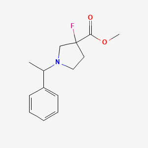 molecular formula C14H18FNO2 B12440277 Methyl 3-fluoro-1-(1-phenylethyl)pyrrolidine-3-carboxylate 