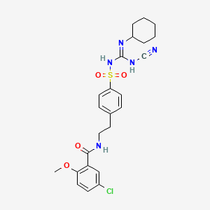 molecular formula C24H28ClN5O4S B1244029 5-chloro-N-[2-[4-[(N-cyano-N'-cyclohexylcarbamimidoyl)sulfamoyl]phenyl]ethyl]-2-methoxybenzamide 
