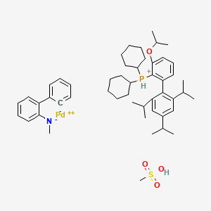 Methanesulfonato{Dicyclohexyl[3-(1-methylethoxy)-2',4',6'-tris(1-methylethyl)-1,1'-biphenyl-2-yl]phosphine}(2'-methylamino-1,1'-biphenyl-2-yl)palladium(II)