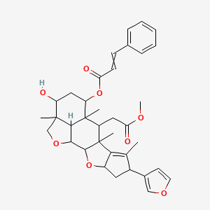 molecular formula C36H42O8 B12440366 [6-(Furan-3-yl)-14-hydroxy-10-(2-methoxy-2-oxoethyl)-7,9,11,15-tetramethyl-3,17-dioxapentacyclo[9.6.1.02,9.04,8.015,18]octadec-7-en-12-yl] 3-phenylprop-2-enoate 