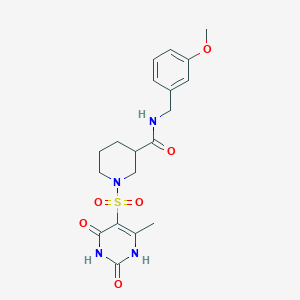 molecular formula C19H24N4O6S B1244042 N-[(3-甲氧基苯基)甲基]-1-[(6-甲基-2,4-二氧代-1H-嘧啶-5-基)磺酰基]-3-哌啶甲酰胺 