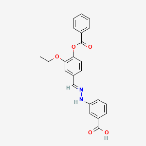 molecular formula C23H20N2O5 B1244049 3-[(2E)-2-[(4-benzoyloxy-3-ethoxyphenyl)methylidene]hydrazinyl]benzoic acid 