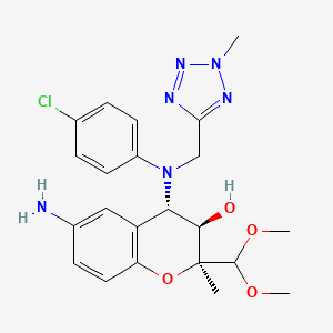 molecular formula C22H27ClN6O4 B1244054 (2s,3r,4s)-6-Amino-4-[n-(4-chlorophenyl)-n-(2-methyl-2h-tetrazol-5-ylmethyl)amino]-3,4-dihydro-2-dimethoxymethyl-3-hydroxy-2-methyl-2h-1-benzopyran 