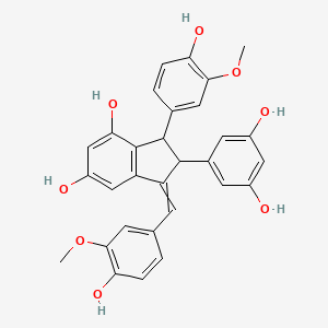 molecular formula C30H26O8 B12440552 (1Z)-2-(3,5-dihydroxyphenyl)-3-(4-hydroxy-3-methoxyphenyl)-1-[(4-hydroxy-3-methoxyphenyl)methylidene]-2,3-dihydroindene-4,6-diol 