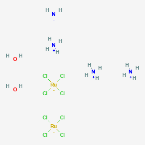 molecular formula Cl8H18N4O2Ru2 B12440741 Ruthenate(3-), diaquaoctachloro-mu-nitridodi-, triammonium 