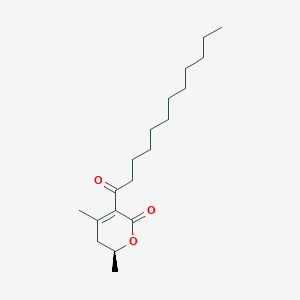 molecular formula C19H32O3 B1244075 (2S)-5-dodecanoyl-2,4-dimethyl-2,3-dihydropyran-6-one 