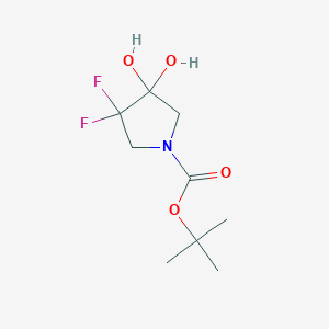 molecular formula C9H15F2NO4 B12440830 tert-Butyl 3,3-difluoro-4,4-dihydroxypyrrolidine-1-carboxylate 