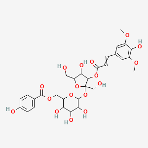 {3,4,5-trihydroxy-6-[(4-hydroxy-3-{[(2E)-3-(4-hydroxy-3,5-dimethoxyphenyl)prop-2-enoyl]oxy}-2,5-bis(hydroxymethyl)oxolan-2-yl)oxy]oxan-2-yl}methyl 4-hydroxybenzoate