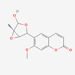 molecular formula C15H14O6 B12441224 rel-6-[(1R,2R,4R,5R)-4-Hydroxy-5-methyl-3,6-dioxabicyclo[3.1.0]hex-2-yl]-7-methoxy-2H-1-benzopyran-2-one 