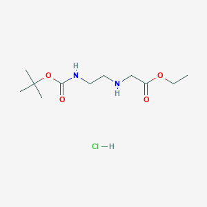 molecular formula C11H23ClN2O4 B1244123 Ethyl 2-((2-((tert-butoxycarbonyl)amino)ethyl)amino)acetate hydrochloride CAS No. 347890-34-0