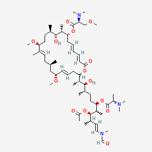 molecular formula C59H101N3O14 B1244125 [(3E,5E,8R,9S,10R,11R,14S,15E,18R,20R,21E,24S)-24-[(E,2S,3S,4S,7R,8S,9R,10R)-9-乙酰氧基-7-[(2S)-2-(二甲氨基)丙酰]氧基-12-[甲酰(甲基)氨基]-3-羟基-4,8,10-三甲基十二-11-烯-2-基]-10-羟基-14,20-二甲氧基-9,11,15,18-四甲基-2-氧代-1-氧杂环二十四-3,5,15,21-四烯-8-基] (2S)-2-(二甲氨基)-3-甲氧基丙酸酯 
