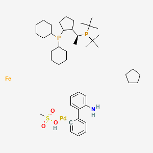 cyclopentane;ditert-butyl-[(1S)-1-(2-dicyclohexylphosphanylcyclopentyl)ethyl]phosphane;iron;methanesulfonic acid;palladium;2-phenylaniline