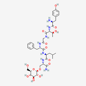(2S)-2-[[(2S)-2-[[2-[[(2R,3S)-2-[[(2S)-2-amino-3-(4-hydroxyphenyl)propanoyl]amino]-3-hydroxybutanoyl]amino]acetyl]amino]-3-phenylpropanoyl]amino]-N-[(2S)-1-amino-1-oxo-3-[(2R,3R,4S,5S,6R)-3,4,5-trihydroxy-6-(hydroxymethyl)oxan-2-yl]oxypropan-2-yl]-4-methylpentanamide