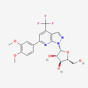 molecular formula C20H20F3N3O6 B12441663 (2R,3R,4S,5R)-2-(6-(3,4-Dimethoxyphenyl)-4-trifluoromethyl-1H-pyrazolo-[3,4-b]-pyridin-1-yl)-5-(hydroxymethyl)tetrahydrofuran-3,4-diol 