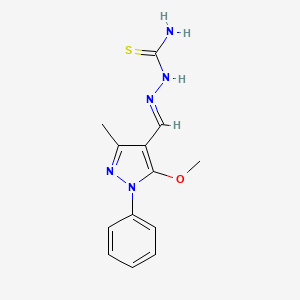 molecular formula C13H15N5OS B1244176 (2E)-2-[(5-methoxy-3-methyl-1-phenyl-1H-pyrazol-4-yl)methylidene]hydrazinecarbothioamide 
