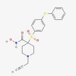 molecular formula C21H22N2O4S2 B1244179 N-Hydroxy-4-(4-phenylsulfanylphenyl)sulfonyl-1-prop-2-ynylpiperidine-4-carboxamide 