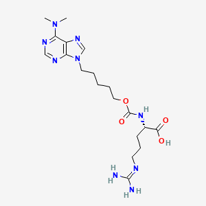 molecular formula C19H31N9O4 B1244185 (2S)-5-(diaminomethylideneamino)-2-[5-[6-(dimethylamino)purin-9-yl]pentoxycarbonylamino]pentanoic acid 
