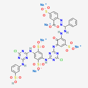 pentasodium;2-[[[2-[(5E)-5-[[4-chloro-6-[4-[[4-chloro-6-(3-sulfoanilino)-1,3,5-triazin-2-yl]amino]-2,5-disulfonatoanilino]-1,3,5-triazin-2-yl]imino]-6-oxo-3-sulfonatocyclohexa-1,3-dien-1-yl]hydrazinyl]-phenylmethyl]diazenyl]-5-sulfonatobenzoate