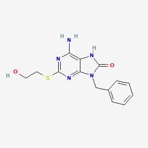 molecular formula C14H15N5O2S B1244223 6-Amino-9-benzyl-8-hydroxy-2-[(2-hydroxyethyl)thio]purine 