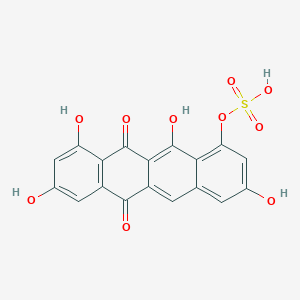 molecular formula C18H10O10S B1244251 (3,8,10,12-四羟基-6,11-二氧代四烯-1-基) 氢硫酸盐 
