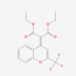 molecular formula C17H15F3O5 B12442610 Diethyl 2-[2-trifluoromethyl-4H-chromene-4-ylidene]malonate 