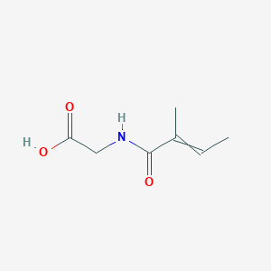 molecular formula C7H11NO3 B12442613 Glycine, N-[(2E)-2-methyl-1-oxo-2-butenyl]- 