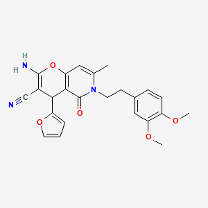 molecular formula C24H23N3O5 B12442739 2-amino-6-[2-(3,4-dimethoxyphenyl)ethyl]-4-(furan-2-yl)-7-methyl-5-oxo-4H-pyrano[3,2-c]pyridine-3-carbonitrile 