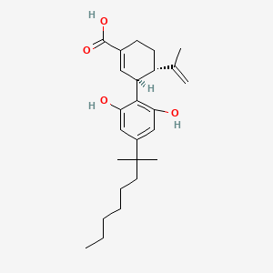 molecular formula C25H36O4 B1244278 (3S,4S)-3-[2,6-dihydroxy-4-(2-methyloctan-2-yl)phenyl]-4-prop-1-en-2-ylcyclohexene-1-carboxylic acid 