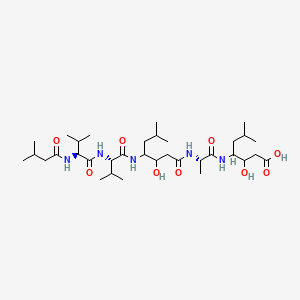 molecular formula C34H63N5O9 B12442816 isovaleryl-Val-Val-Sta(3xi,4xi)-Ala-Sta(3xi,4xi)-OH 