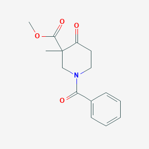 molecular formula C15H17NO4 B12442855 Methyl 1-benzoyl-3-methyl-4-oxopiperidine-3-carboxylate 